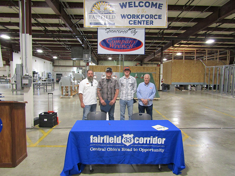 these students who have been offered jobs with three local companies which sponsored the event student with company